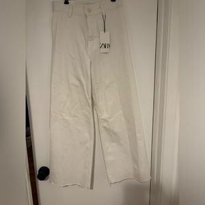White wide leg Zara Jean with tags